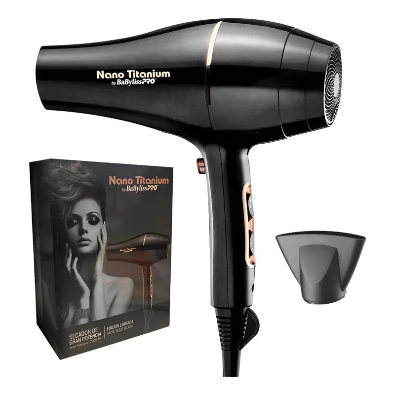BaBylissPRO Secador Rose Gold Black Nano Titanium 2000W