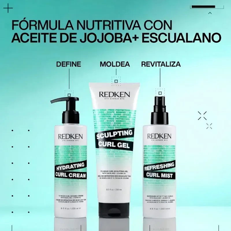 Redken Refreshing Curl Mist Tratamiento Sin Enjuague Para Cabello Rizado, Hidrata Y Define Rizos Hasta 7 Días, Con Escualano Y Aceite De Jojoba, 250 Ml