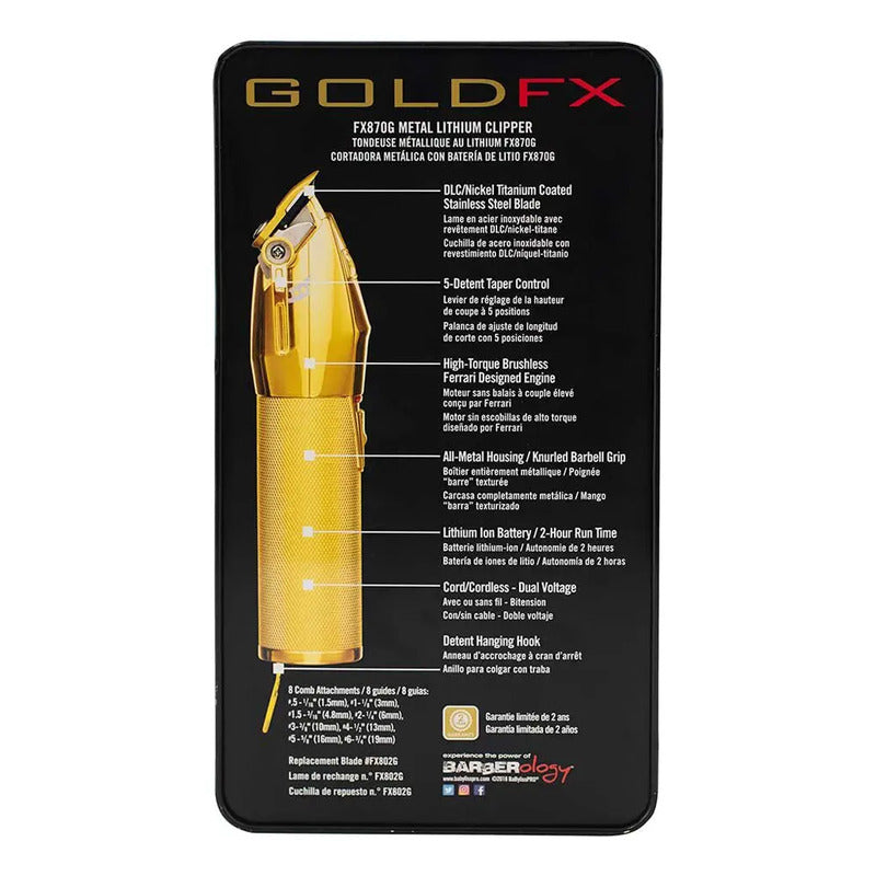 BaBylissPRO Cortadora B870GUZ Gold Dorada Sin Carbón