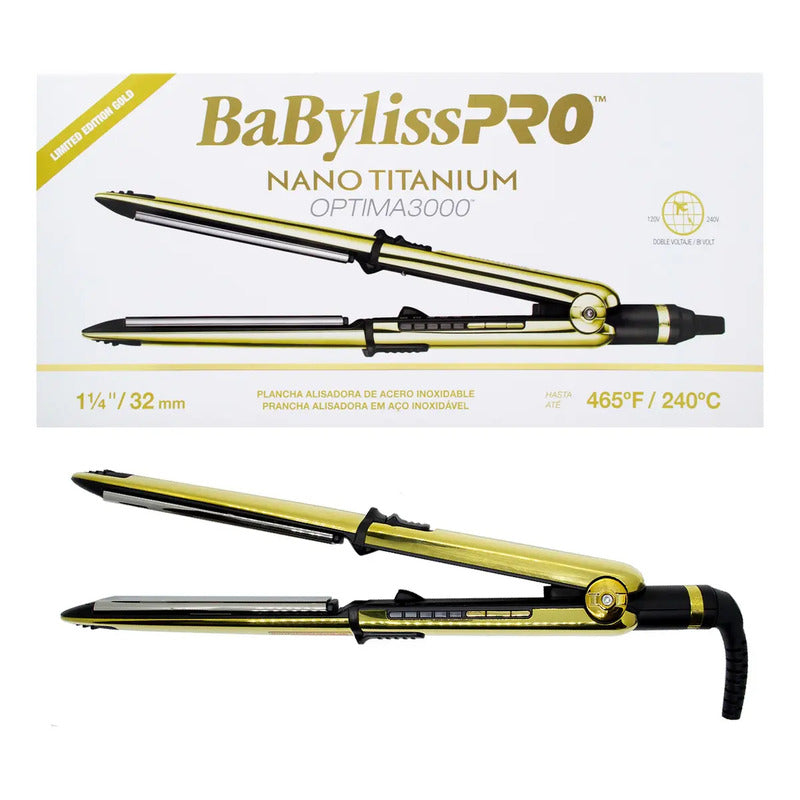 Babyliss Pro Planchita Alisado Pelo Plancha Optima 3000 Gold Color Dorado