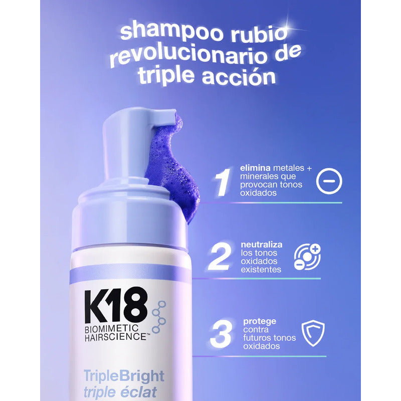 K18 Triplebright Shampoo Morado Matizador Antioxidante 125ml
