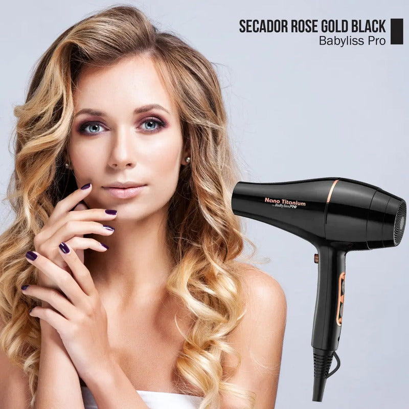 BaBylissPRO Secador Rose Gold Black Nano Titanium 2000W